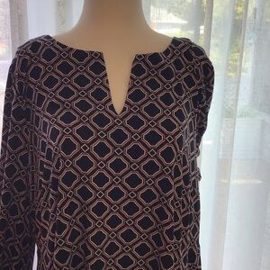 Laura Plus Black Pink & White Geometric Tunic